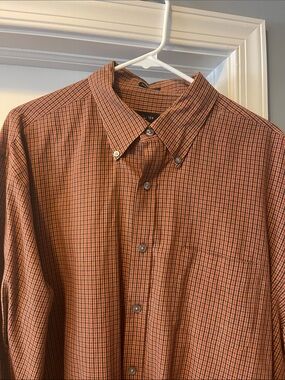 Van Heusen Men's Rust Orange Plaid Button-Down Shirt